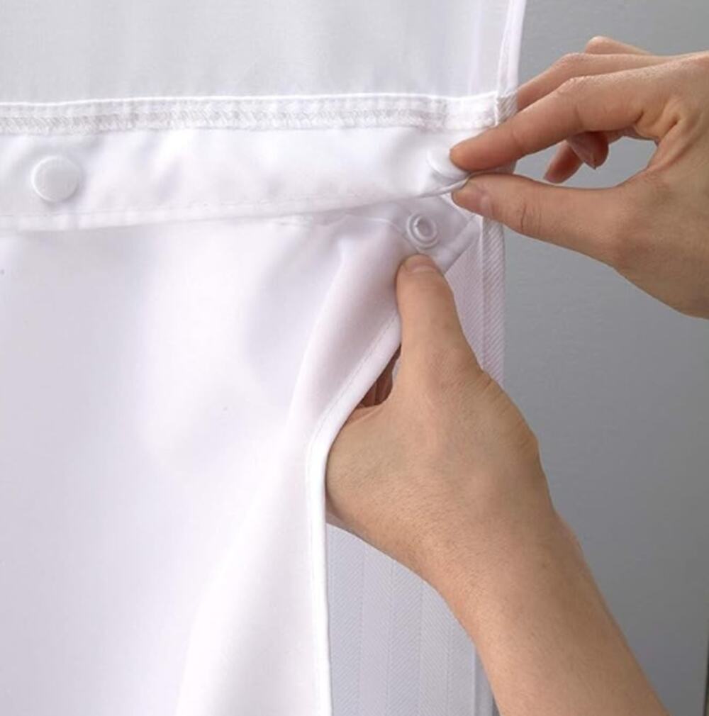 Hookless White Replacement Fabric Liner For Shower Curtain Snap On 70” X 54 New